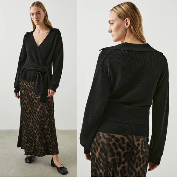 Rails Darya Sweater Ribbed Wrap Black Small NWT $238 - Picture 2 of 14